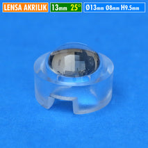 Lensa 13mm Mini 25 Derajat Convex Concave Lens Transparan LED HPL 1W 3W 5W PMMA Akrilik Tahan Panas PNP Tanpa Lem