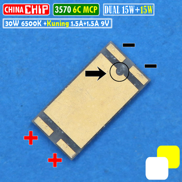 Chip LED 3570 30W 6C Dual Kuning Putih MCP CSP Laser Projie BiLED 9V ...