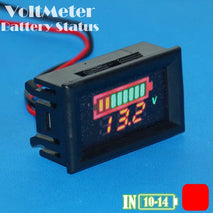 Digital Dual Display VoltMeter Battery Status Accu Aki DC.12V RED LED