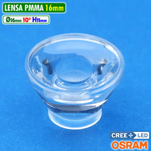 Lensa PMMA 16mm 10 Derajat CREE XRE Q5 XPE XML Led Lens H.11 ID.5mm