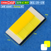 Chip LED 3570 30W 6C Dual Kuning Putih MCP CSP Laser Projie BiLED 9V