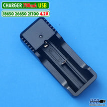 USB Charger Baterai 1 Slot 700mA 18650 26650 21700 Lithium Micro USB