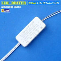 Driver Led 8-12x 1W Seri 250mA Casing Plastik Input AC 220V Driver Lampu Led 8W 10W 12W HPL COB DC 24-42V Lampu Rel Rell Track Plafon Sorot SpotLight DownLight Duduk Meja
