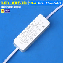 Driver Led 18-25x 1W Seri 280mA Casing Plastik Input AC 220V Driver Lampu Led 18W 20W 24W HPL COB DC 54-84V Lampu Rel Rell Track Plafon Lampu Hias Gantung Tempel Satu Warna