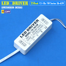 Driver Led 12-18x 1W Seri 250mA Casing Plastik Input AC 220V Driver Lampu Led 12W 15W 18W HPL COB DC 36-63V Lampu Rel Rell Track Plafon Sorot SpotLight DownLight Duduk Meja