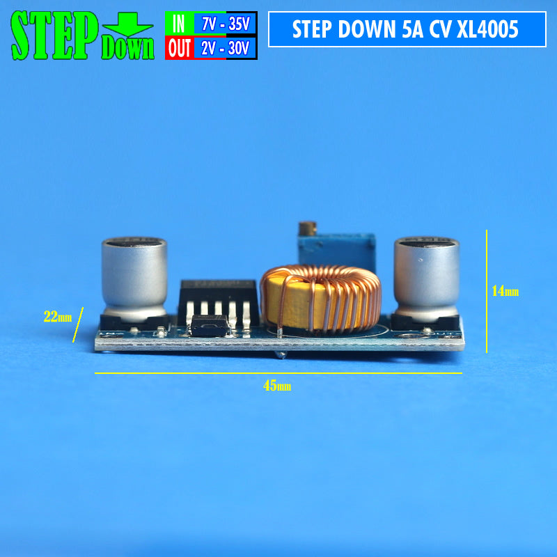 thumbnail image 2 of XL4005 5A DC-DC Buck Converter Module - Adjustable Voltage (0.8-30V) CC/CV For Charging & Arduino 2 of 12