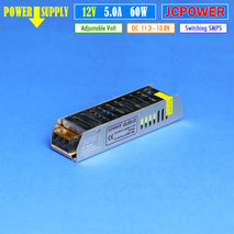 Power Supply 12V 5A PSU 12V 60W DC Adaptor CCTV Trafo Led Strip Neon Box Lampu Display Tempel Hard Strip Indoor Tidak WaterProof JcPower