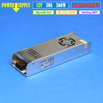 Power Supply 12V 30A PSU 12V 360W DC Adaptor CCTV Trafo Led Strip Neon Box Lampu Display Tempel Hard Strip Indoor Tidak WaterProof JcPower