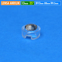 Lensa 13mm Mini 25 Derajat Akrilik Cembung Cekung Led HPL 1W 3W 5W PNP Tanpa Lem 25 Degree Mini Positif Meniskus PMMA Lens Tahan Panas
