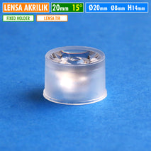 Lensa TIR HPL 20mm 15 Derajat Akrilik Led HPL 1W 3W 5W Fixed Holder PNP Tanpa Lem Lensa 15 Degree Refleksi Internal Total TIR Lens PMMA Tahan Panas