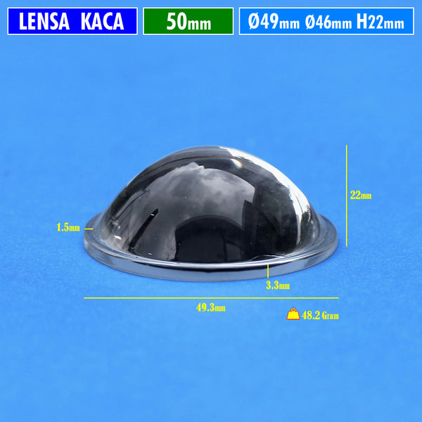 Lensa 50mm Kaca Cembung Datar H.22 Part Lampu Lensa Led 2 Inch MCP HPL ...