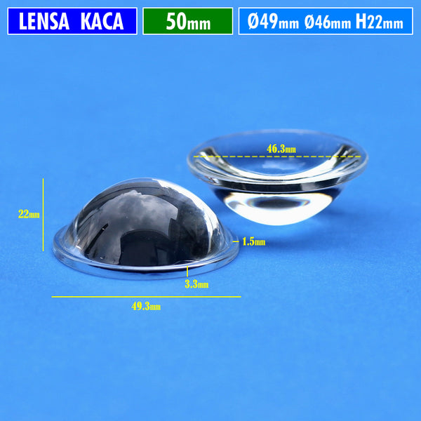 Lensa 50mm Kaca Cembung Datar H.22 Part Lampu Lensa Led 2 Inch MCP HPL ...