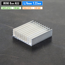 DIY 8cm Mini Aluminium Heatsink 80x76x22 Pendingin Power Amplifier MosFet IC Led Driver MCP HPL COB Aluminium Sirip Panjang 8cm Lebar 7.6cm Tinggi 2.2mm
