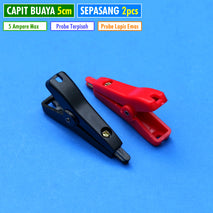 Capit Buaya Kelvin LCR Kecil 5 Cm 5A Presisi Tembaga Lapis Emas Kutub Pole Terpisah Aligator Clip 5cm Power Supply Multi Meter Sepasang Merah Hitam