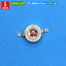 Led HPL 5W Merah 620nm 625nm 4 Chip 2V Part Mata Led Lampu Rem Sign Sen Apill Dekorasi Lampu Panggung Studio Tembak Senter Led Chip Taiwan