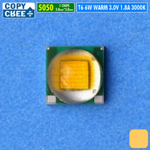 Chip Led XML T6 Warm 6W Copy Cree XML T6 SMD 5050 3000K 3500K Part Mata Led Lampu Senter DRL Sorot Tembak Senja Kota Lampu Head Light Fog Lamp