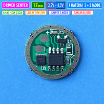 Driver Senter 17mm 6A 5 Mode Driver Led 25W 15W 10W Yinding XML3 SST40 SFT40 CULNM1 CULPM1 Driver Senter 1 Baterai Saklar Kliker Belakang Bisa 2 Mode