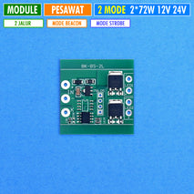 Modul Led Beacon Dan Strobe Pesawat Udara Module Flash Blitz Untuk Lampu Led Peringatan Tanda Mobil Motor Aki DC 12V 24V 2X 72W