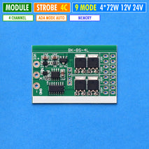 Modul Strobe 4 Channel 9 Mode Manual 4 Baris Kombinasi Mode Otomatis Auto Looping Lampu Led Strobe High Power 4X 72W DC 12V 24V Mobil Motor