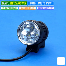 Lampu Depan Sepeda Gowes USB PowerBank M3 18W Aluminium Lampu Led Sepeda Anti Air 3x XML T6 Lampu Tempel Stang Motor Beam Kota Tembak Sorot