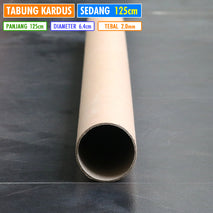 Tabung Kardus 125cm Sedang D.64mm Selongsong Paper Core Tube Karton Bulat T.2mm Kemasan Gulungan Kertas Kalkir Stiker Packing Hard Strip Long PCB