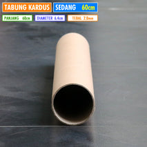 Tabung Kardus 60mm Sedang D.64mm Selongsong Paper Core Tube Karton Bulat T.2mm Kemasan Gulungan Kertas Kalkir Stiker Packing Hard Strip Long PCB