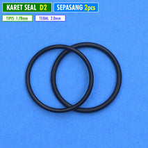 Karet Seal D2 Laser Sepasang O Ring Lampu Sorot Tembak ORing D2 Laser ID 23.52mm Tebal 1.78mm Dan ID 24mm Tebal 2.0mm Bulat Hitam