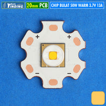Yinding 50W 20mm Led Warm 3.7V 13A 3000K 3500K Mata Lampu Chip Bulat Super Throw Laser Mini Beam Senter Led Fokus Jarak Jauh