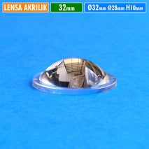 Lensa Akrilik 32mm Cembung Datar H.10 Part Senter Led Zoom Swat Taff Police Kepala Cahaya Visero Probest Dony Luby Surya Kawachi Aoki Plano Convex Lens PMMA Tahan Panas