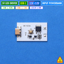 Driver Led USB PowerBank Dual Ampere 2.8A 1.4A Port USB C Driver Led 10W 5W 3V Cree Yinding SST Osram 2 Mode Driver Led Input 5V Pakai Power Bank