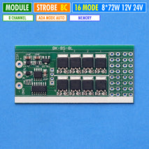 Modul Strobe 8 Channel 16 Mode Manual 8 Baris Kombinasi Mode Otomatis Auto Looping Lampu Led Strobe High Power 8X 72W DC 12V 24V Mobil Motor