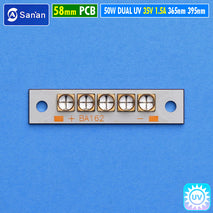 Led UV 50W Dual Band 365nm 395nm 35V Sanan UVA Chip Mata Lampu Led Pengering Curing Oven Cat Mobil Furniture Tinta Kaos Percetakan ePoxy Resin Lem Oca PCB Layer