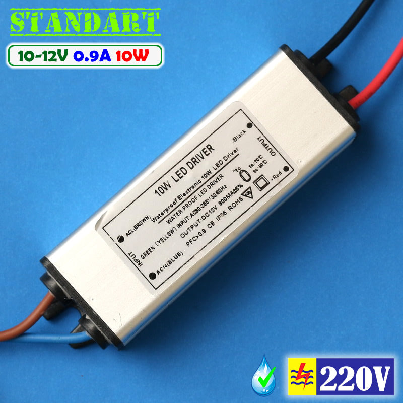 Driver LED AC 10W Waterproof IN 220V OUT.DC.8-12V 900mA Arus