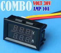 COMBO Digital MiNi Volt.Ampere Meter DC.3-30V 10A 0.3Inch V.Red A.Blue