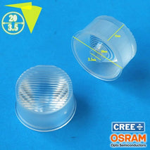 X45 Y15 Degree F20.0mm Concave PMMA Lens For 3.5mm Cree Osram Bening