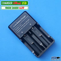 USB Charger Baterai 2 Slot 600mA 18650 26650 Lithium Casan Micro USB